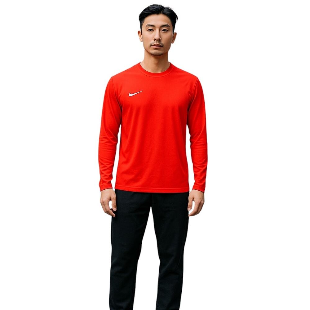 Nike Dri-FIT Long Sleeve Shirt Men’s Size M | Red Athletic Training Tee